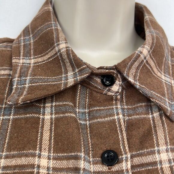 Hotouch Brown Plaid Button front flannel shirt NWT size medium - Picture 6 of 11